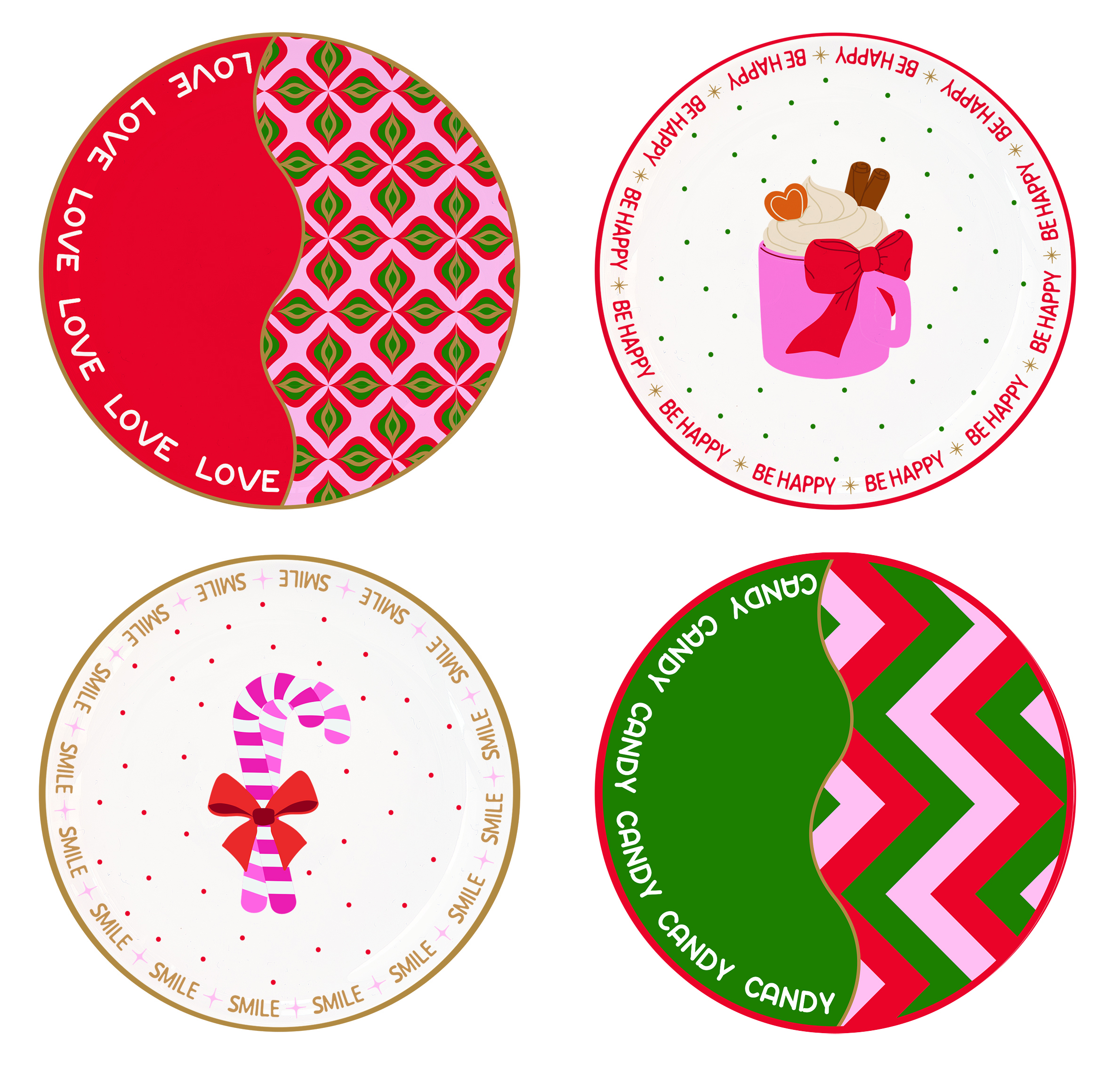 Teller 4-Stück Christmas Twist
