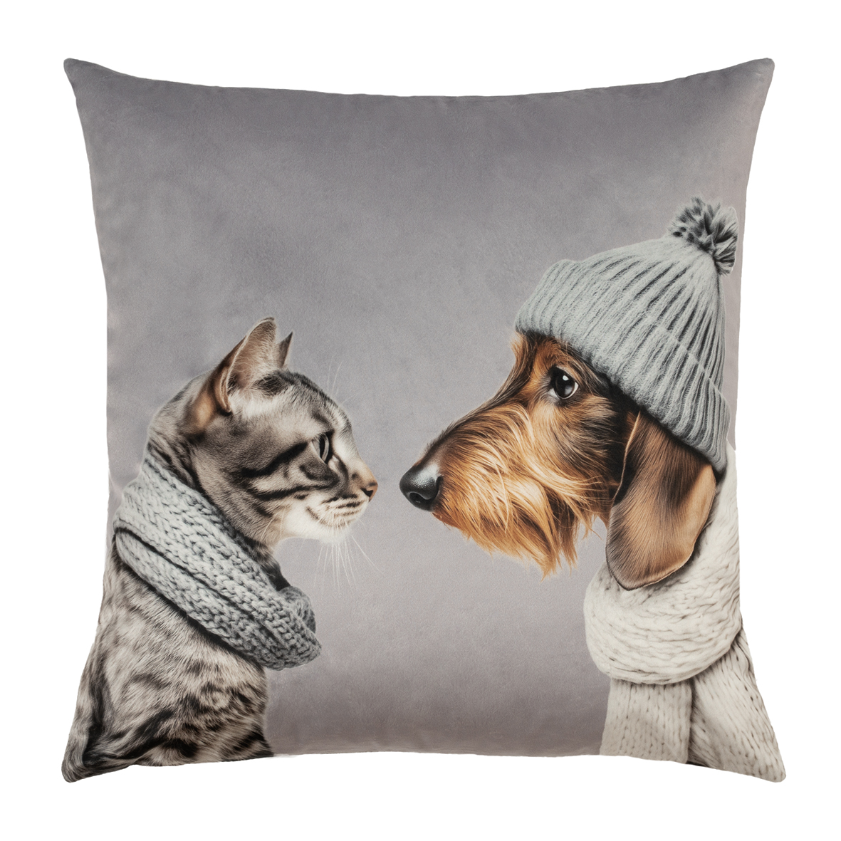 Kissenhülle - Cat Loves Dog