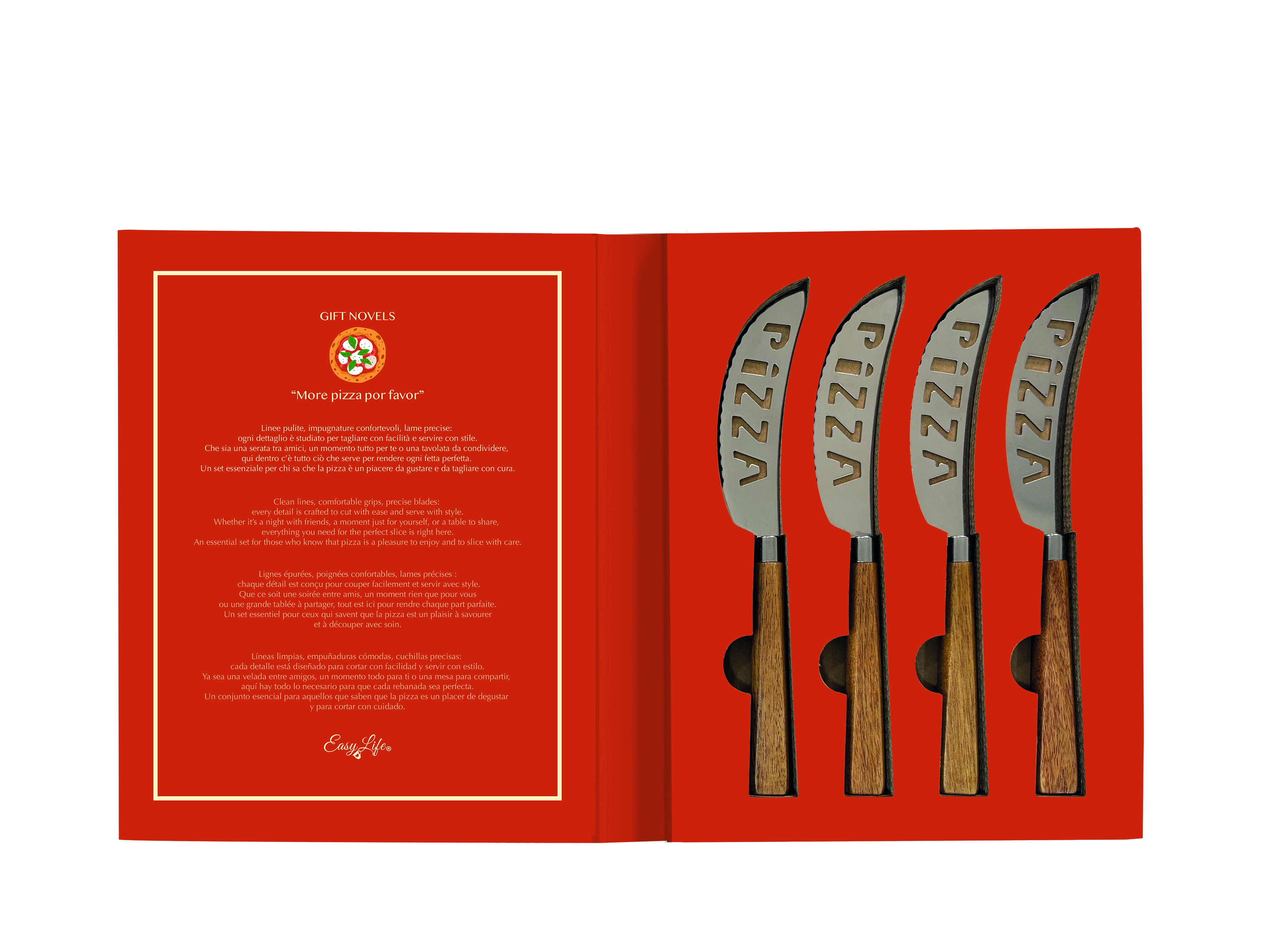 Pizzamesser 4-teilig Gift Novels