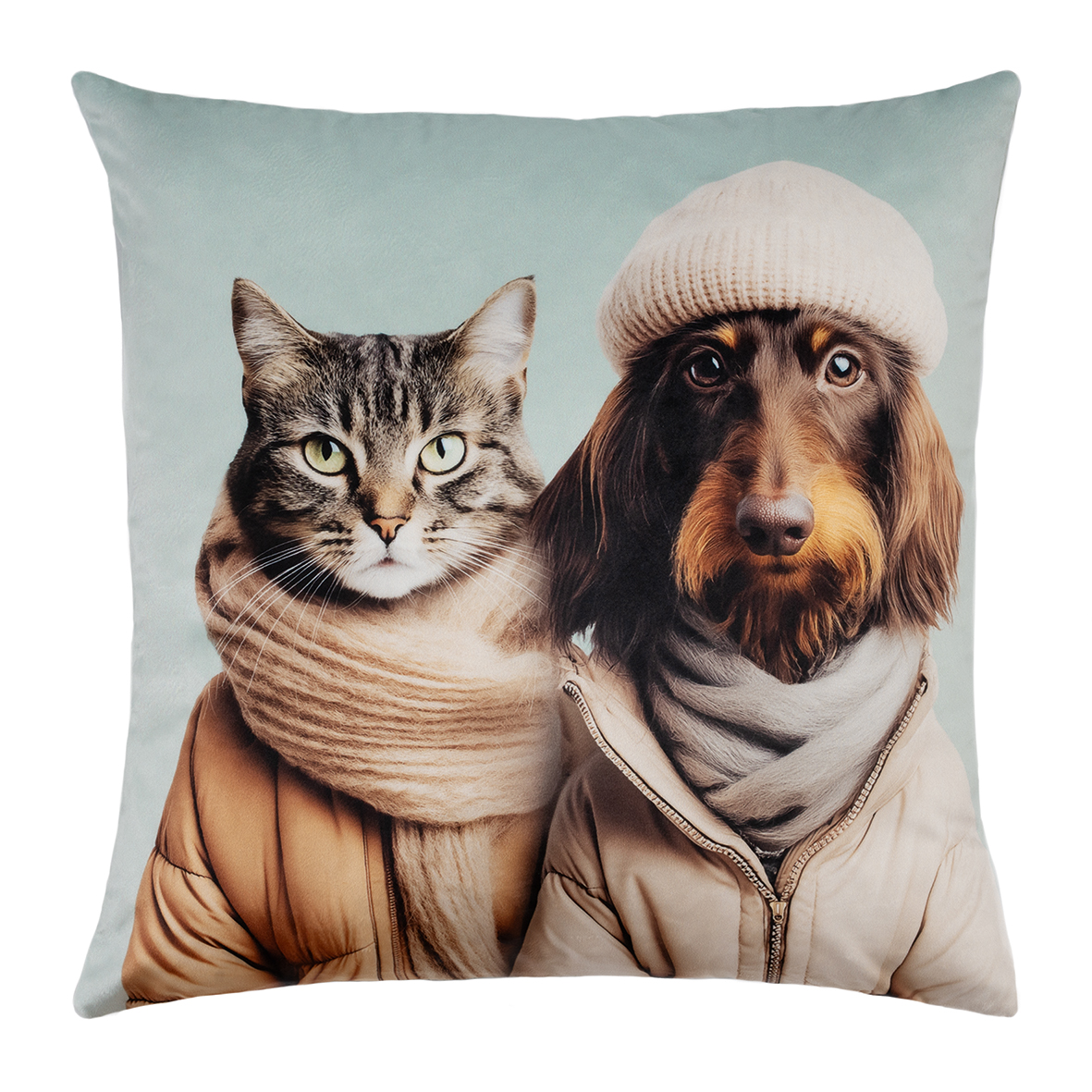 Kissenhülle - Cat Loves Dog