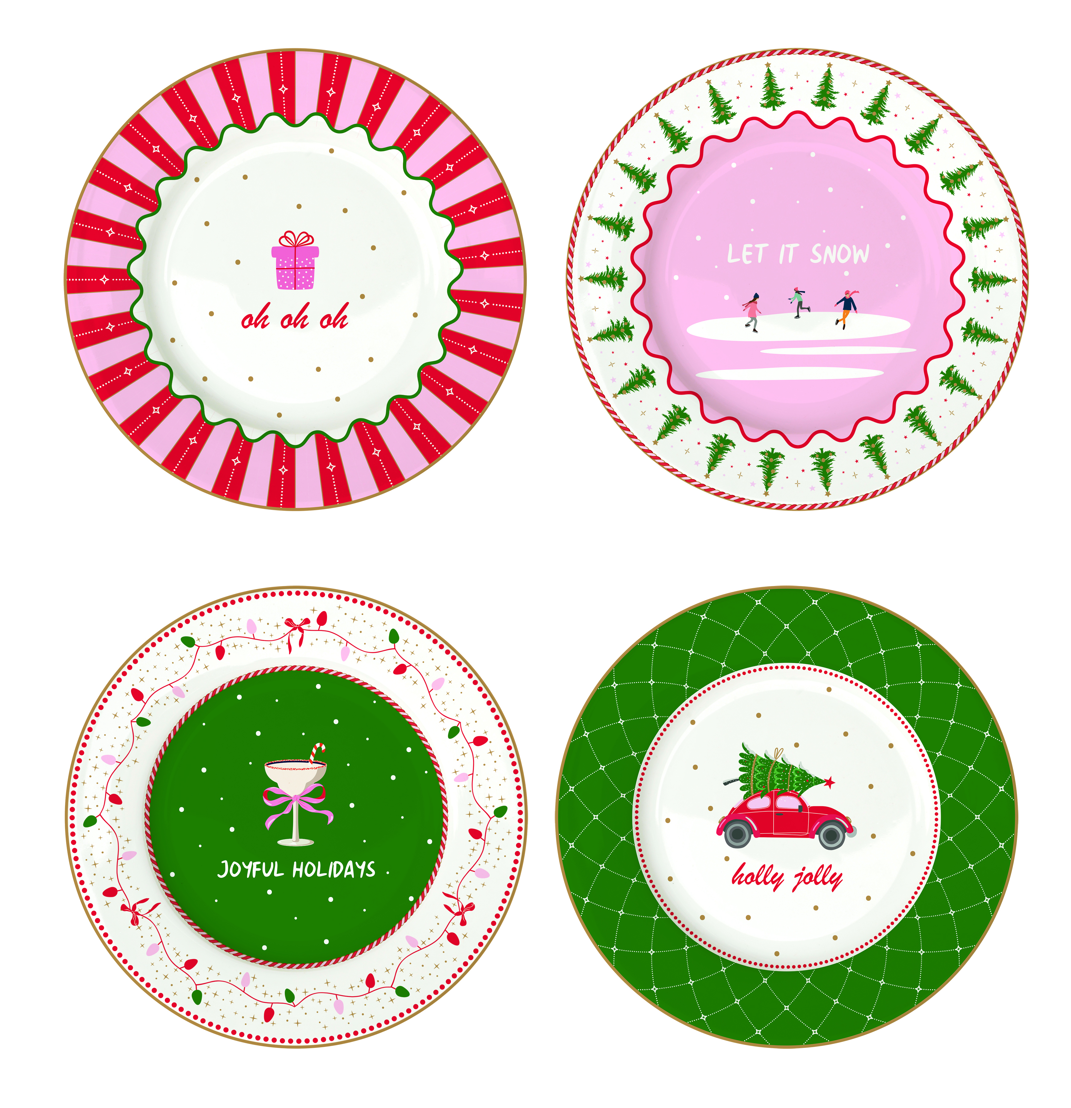Teller 19,5 cm 4-Stück Christmas Twist