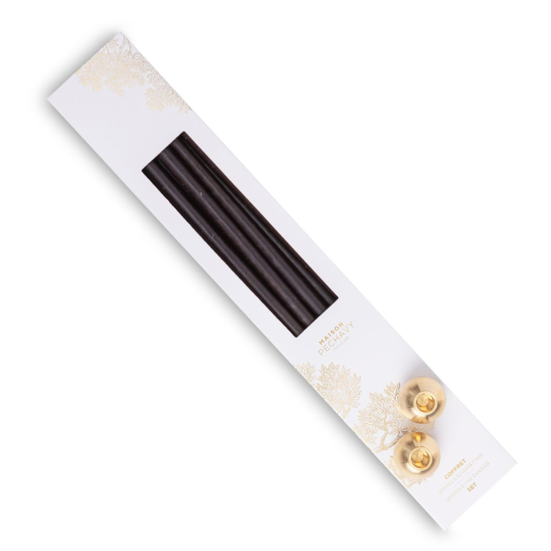 Kerzen und Halter Set Carbone