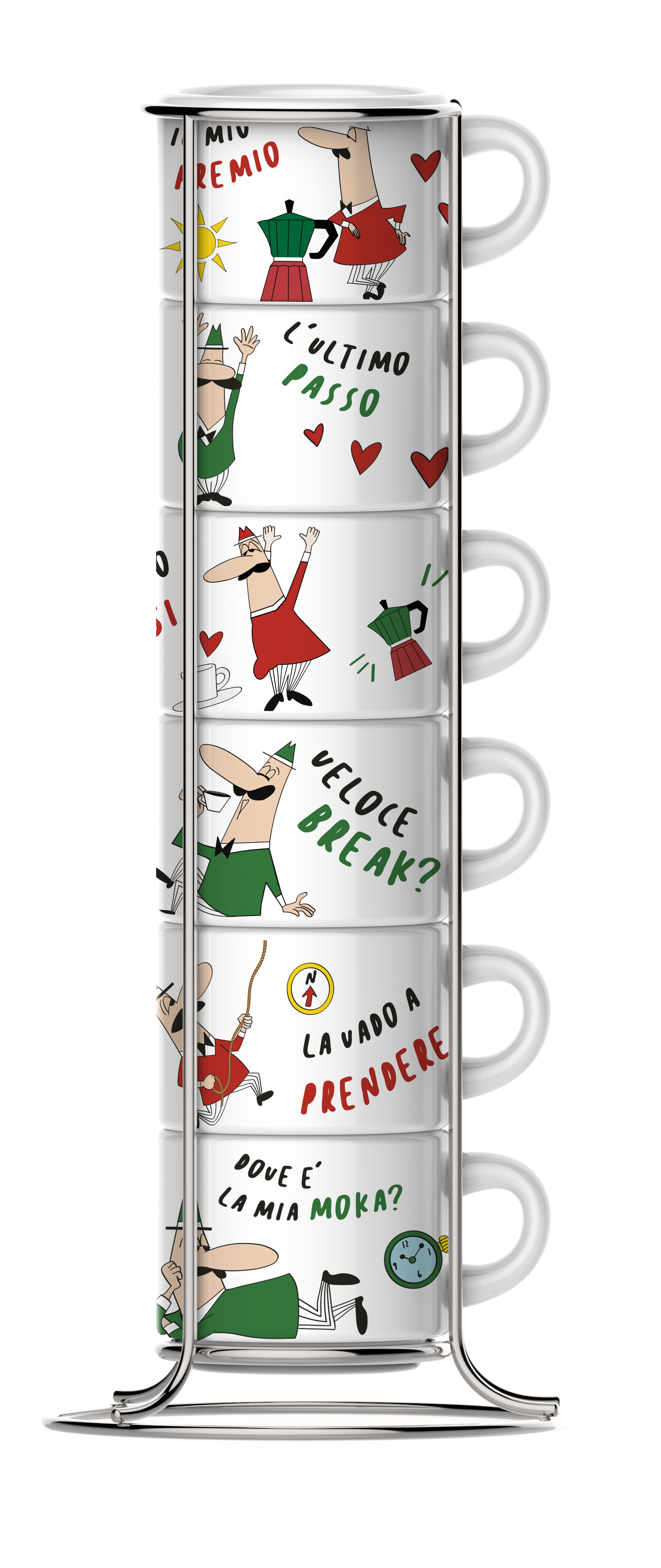 TAZZ202 Espressotassen 6er Metallgest. BIALETTI